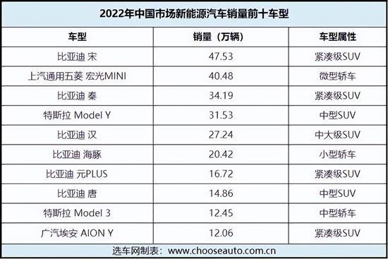 2022公认最好纯电动车（盘点2022卖得最好的十大新能源车排行）