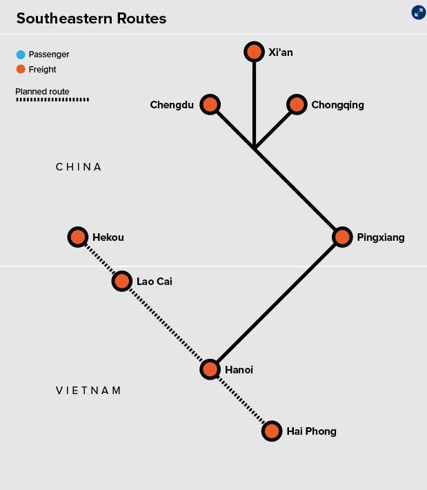 中国修了多少条跨境铁路?美媒图解（这些地图展现了中国货运铁路在亚洲的延伸范围）